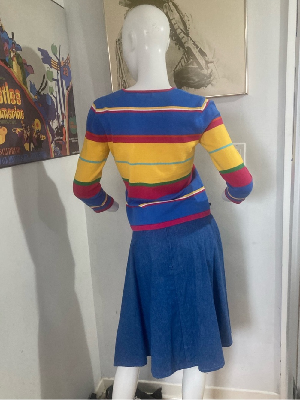 Vintage 90s Ralph Lauren Horizontal Stripe Knit Top - 3/4 Sleeve - Rare - Picture 8 of 16